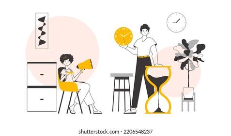 HR-Team. Das Konzept, Mitarbeiter zu finden. Line Art Trendy Stil. Vektorgrafik.
