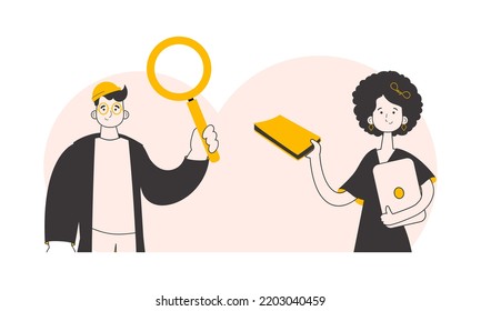HR team. Hiring people. Linear style. Vector illustration.