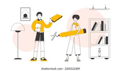 HR team. Lineart minimalistic style. Vector.