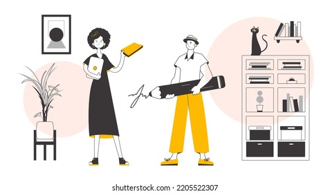 HR team. Minimalistic linear style. Vector.