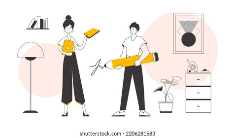HR-Team. Minimalistischer linearer Stil. Vektorgrafik.
