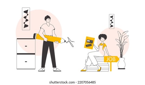 HR team. Modern linear style. Vector.
