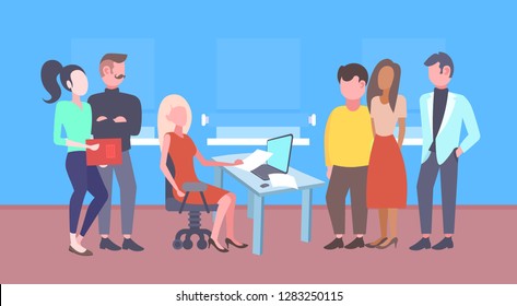 hr team recruitment company workers choosing candidate for vacancy job position mix race people group modern office interior horizontal flat