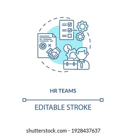 HR teams concept icon. Contract management software users. Contract management for company working processes idea thin line illustration. Vector isolated outline RGB color drawing. Editable stroke