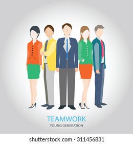 HR teamwork workforce team time and staff , young generation ,management concept, vector illustration. 
