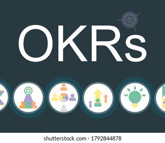 HR tool - (OKR) Objective Key Results sign vector