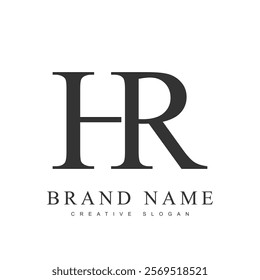 HR trendy logotype template. Initial letter h and r classic font style. Creative logo for company name or identity. Vector illustration.