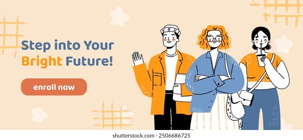 HR web banner with a diverse group of young people.