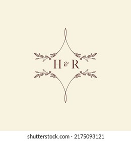 Letras iniciales del logo de la boda de HR en un diseño profesional de alta calidad que se imprimirá bien en cualquier medio impreso