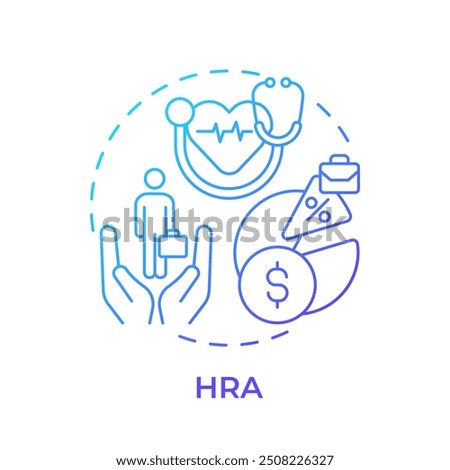 HRA blue gradient concept icon. Health reimbursement arrangement. Employee health care. Job benefit. Round shape line illustration. Abstract idea. Graphic design. Easy to use in booklet