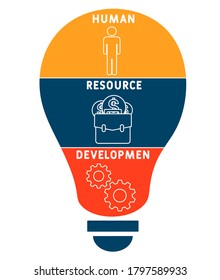 HRD - human resource developmen. acronym business concept. vector illustration concept with keywords and icons. lettering illustration with icons for web banner, flyer, landing page, presentation