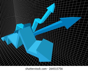 hree ascending/rising arrows in business diagram 