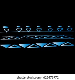 hree blue pattern on a black background