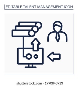 HRIS line icon. Human resource information system. Intersection of human resources and information technology in HR software. Talent management concept. Isolated vector illustration. Editable stroke