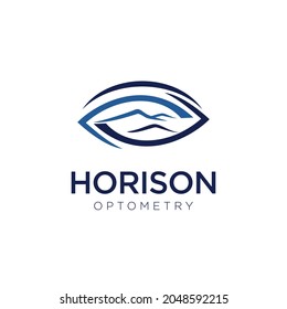 Hrison Optometry Logo, Vector Abstract Eye With Silhouette Ridge