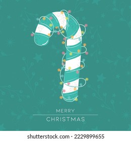 hristmas cane with lights Merry christmas card Vector illustration