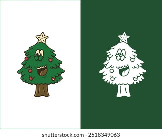 hristmas Tree Cartoon Icon and Illustration for Holiday Branding Merchandise TShirts Posters Festive Logos Web Design and Christmas Themed Projects