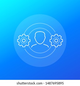 HRM, Human Resource Management icon, linear vector