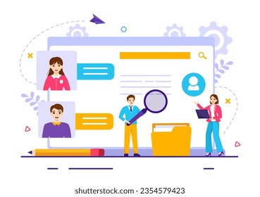 HRM Human Resource Management Vector Illustration with System Managing Company Employee for Marketing Materials and Business Background Design