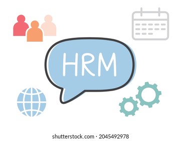 HRM (Gestión de Recursos Humanos) escrito en burbuja de voz- ilustración vectorial