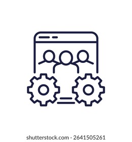 HRM software line icon, Human Resource Management System