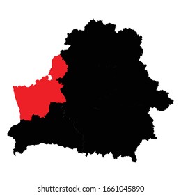 Hrodzen region highlighted on Belarus map Vector EPS 10