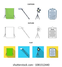 Hromakey, script and other equipment. Making movies set collection icons in cartoon,outline,flat style vector symbol stock illustration web.