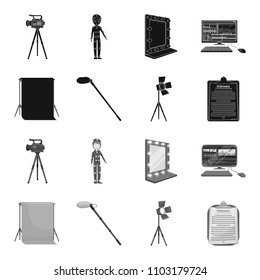Hromakey, script and other equipment. Making movies set collection icons in black,monochrome style vector symbol stock illustration web.