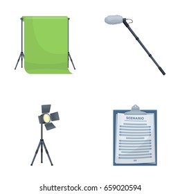 Hromakey, script and other equipment. Making movies set collection icons in cartoon style vector symbol stock illustration web.