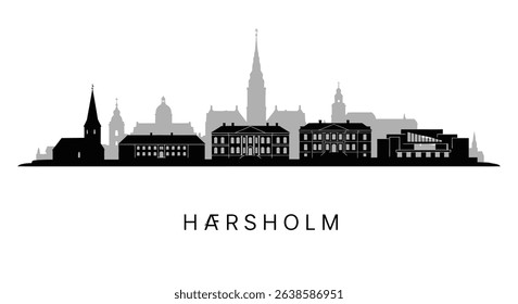 Hrsholm Silhouette Denmark city skyline.