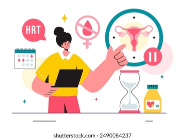 Ilustración vectorial de acrónimo con tratamiento y medicación hormonal en un fondo de caricatura plana de atención médica