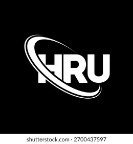 Logotipo de HRU. Carta de HRU. Diseño del logotipo de la letra HRU. Logotipo HRU inicial vinculado con el círculo y el logotipo del monograma en mayúsculas. Tipografía HRU para tecnología, negocio y marca inmobiliaria.
