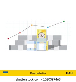 hryvnia banknote. Growth of financial and economy concept. vector illustration.