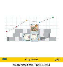 hryvnia banknote. Growth of financial and economy concept. vector illustration.