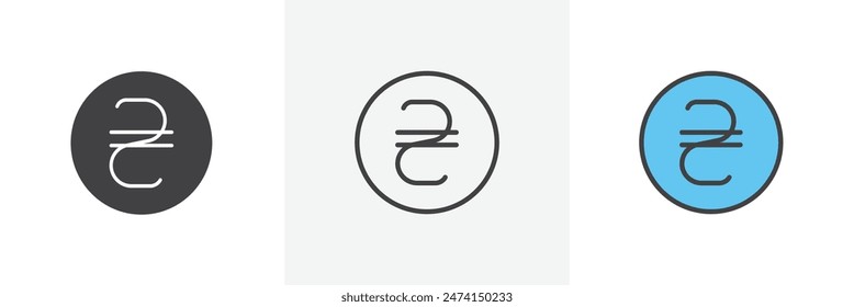 Hryvnia icon set. UAH currency vector symbol. Ukrainian money icon.