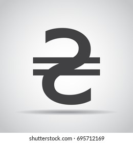 Hryvnia icon with shadow on a gray background. Vector illustration