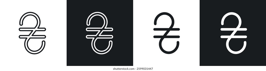 Hryvnia icons in flat and linear vector illustration on white background.