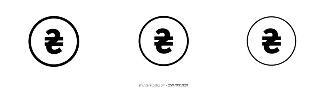 Hryvnia thin line vector icon set.