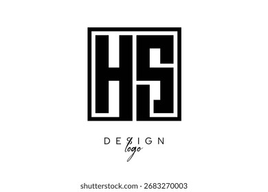 HS Criativo Quadrado Médio Negrito Monograma Latter Logo Design Moderno Minimalista Marca Identidade.