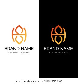 HS creative and modern letter logo design minimal logotype vector template
