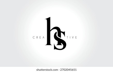 HShs elegantes Serif-Monogramm-Logo - Typografisches Buchstabenzeichen in luxuriösem Kleinbuchstaben für modernes Branding