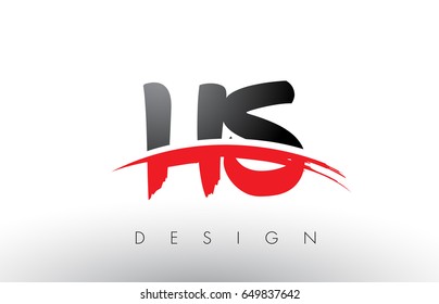 HS H S Brush Logo Letters Design with Red and Black Colors and Brush Letter Concept.