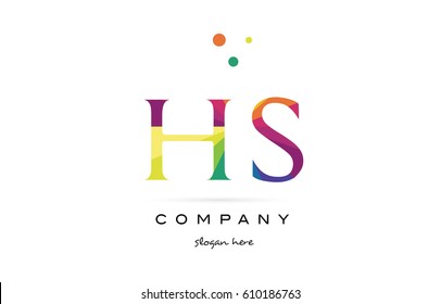 hs h s  creative rainbow colors colored alphabet company letter logo design vector icon template
