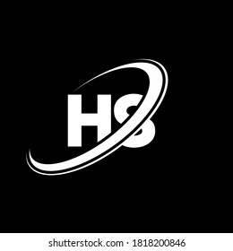 HS H S letter logo design. Initial letter HS linked circle uppercase monogram logo white color. HS logo