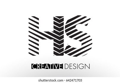 HS H S Lines Letter Design with Creative Elegant Zebra Vector Illustration.