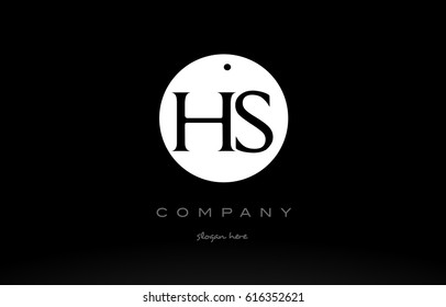 HS H S simple black white circle background alphabet company logo design vector icon template
