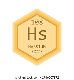 Hs Hassium Chemical Element Periodic Table. Hexagon gradient vector illustration, simple clean style Icon with molar mass and atomic number for Lab, science or chemistry education.