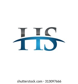 HS initial company blue swoosh logo