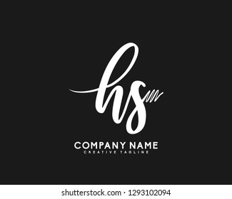 HS Initial Handwriting Logo Template Vector
