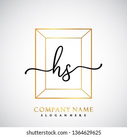 HS Initial Handwriting logo template vector